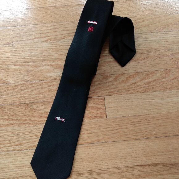Vintage MG Roadster Cars Skinny Tie by Frame 2.5" Wide Black Embroidered Morris - Picture 7 of 16